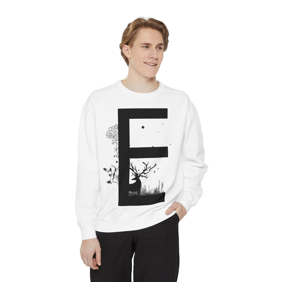 Nature-Inspired Unisex Sweatshirt with Bold Letter Design, Cozy Gift, Eco-Friendly Apparel, Perfect for Casual Wear, Letter E Sweatshirt