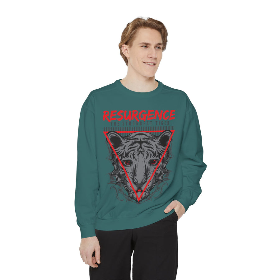 Resurgence Tiger Sweatshirt, Unisex Graphic Hoodie, Trendy Streetwear, Animal Lover Gift, Cozy Fashion for Fall, Statement Apparel