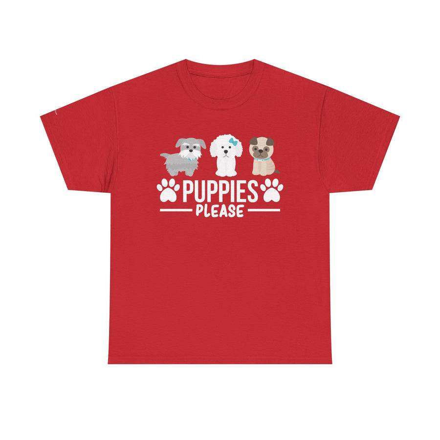 Puppies Please Unisex Heavy Cotton Tee, Cute Dog Lover T-Shirt, Pet Adoption Awareness Shirt, Gift for Dog Lovers, Fun Everyday Wear
