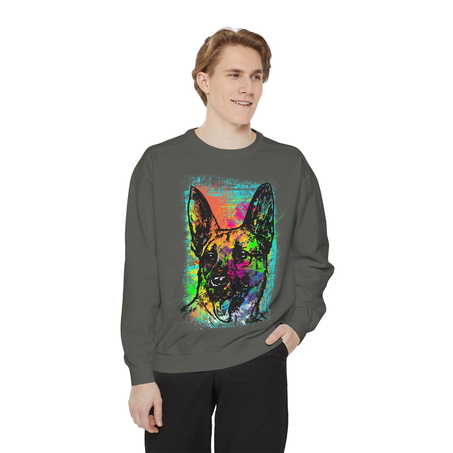 Vibrant Dog Art Sweatshirt, Animal Lover Gift, Cozy Casual Wear, Unisex Fashion, Colorful Pet Sweatshirt, Perfect for Dog Owners