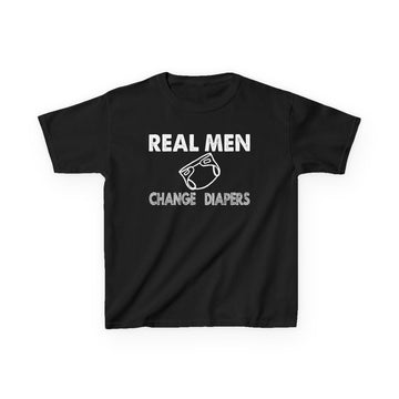 Kids Tee Real Men Change Diapers Fatherhood Graphic Shirt