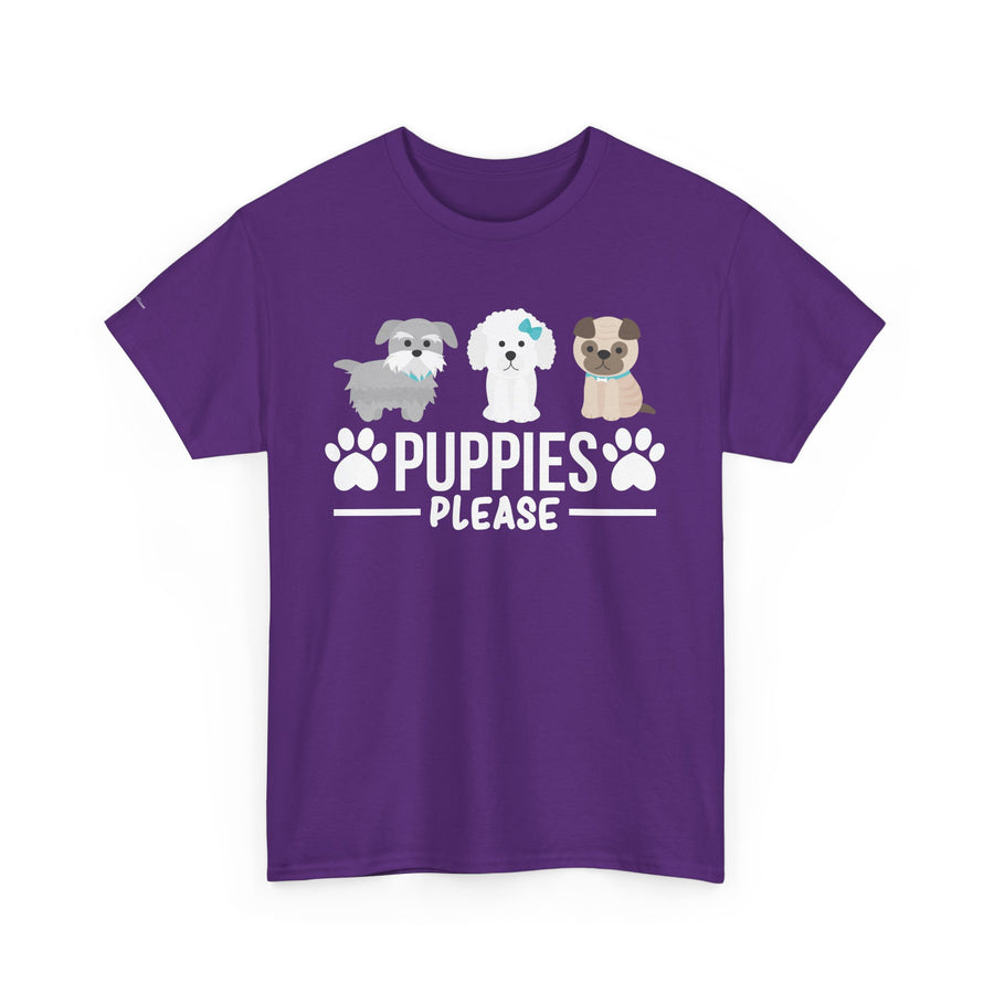 Puppies Please Unisex Heavy Cotton Tee, Cute Dog Lover T-Shirt, Pet Adoption Awareness Shirt, Gift for Dog Lovers, Fun Everyday Wear