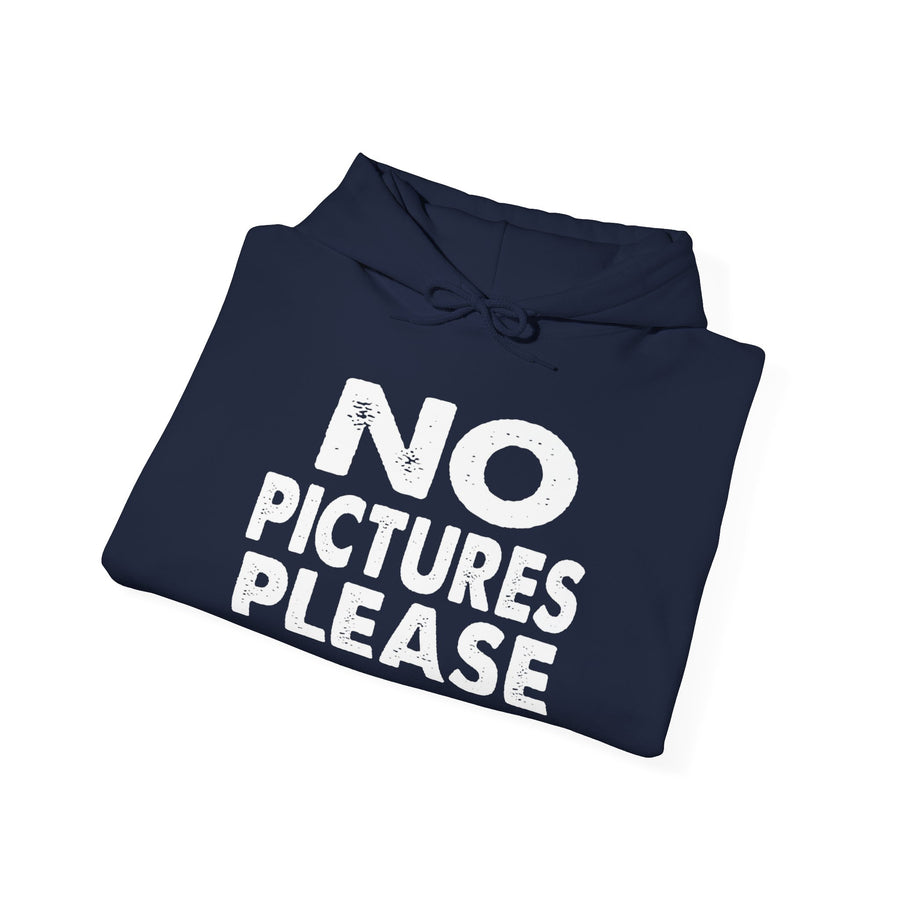 NO PICTURES PLEASE Hoodie Sweatshirt - Vintage Distressed Block Letter Design