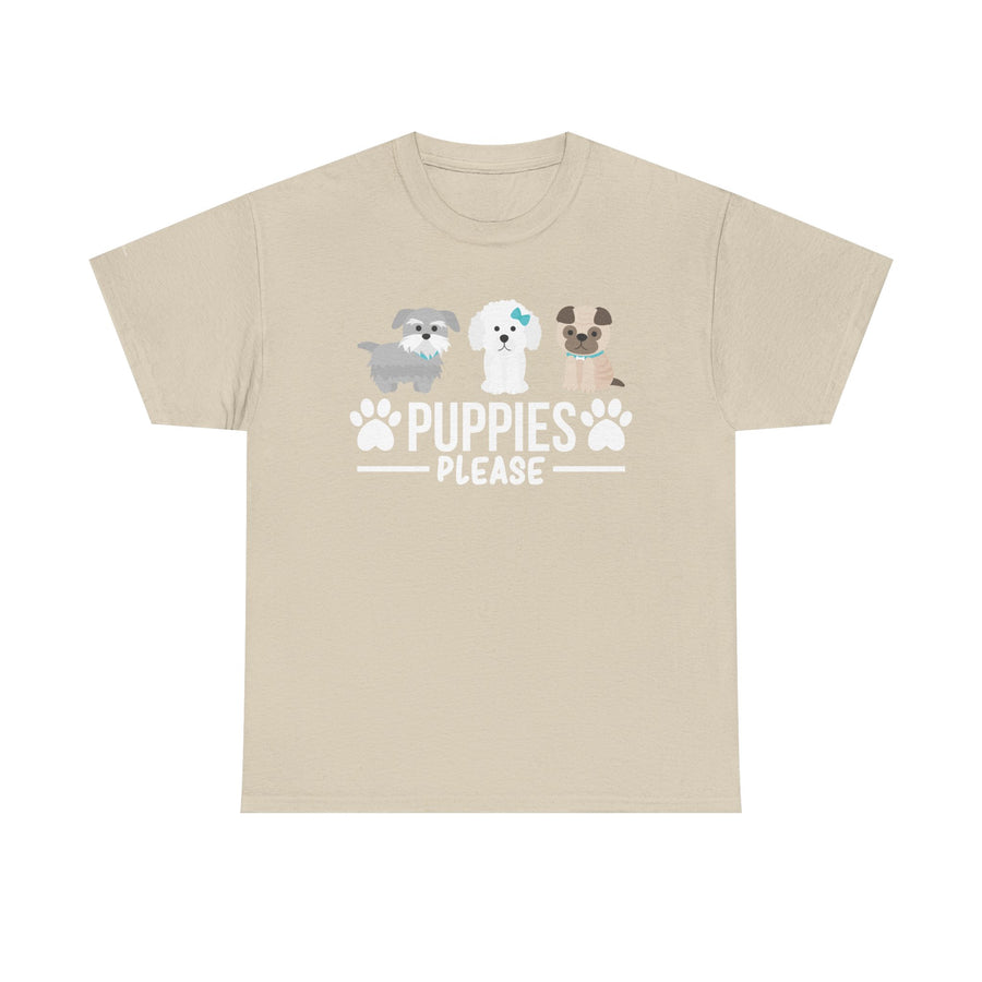 Puppies Please Unisex Heavy Cotton Tee, Cute Dog Lover T-Shirt, Pet Adoption Awareness Shirt, Gift for Dog Lovers, Fun Everyday Wear
