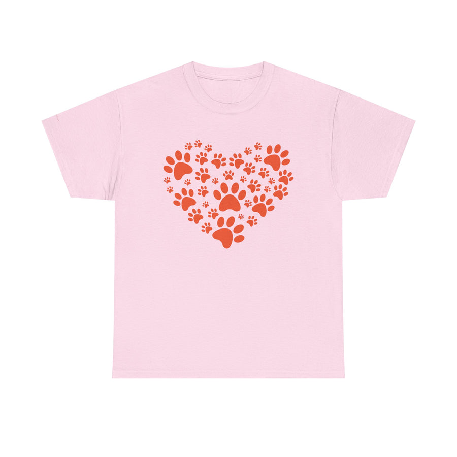Pet Lover's Heart Tee - Unisex Heavy Cotton Shirt, Animal Lover Gift, Dog Cat Lovers Top, Casual Wear, Heart Paw Prints