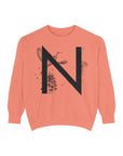 Personalized Nature-Inspired Sweatshirt with Letter N, Cozy Oversized Top for Outdoor Lovers, Gift for Friends, Casual Wear, Birthday Gift