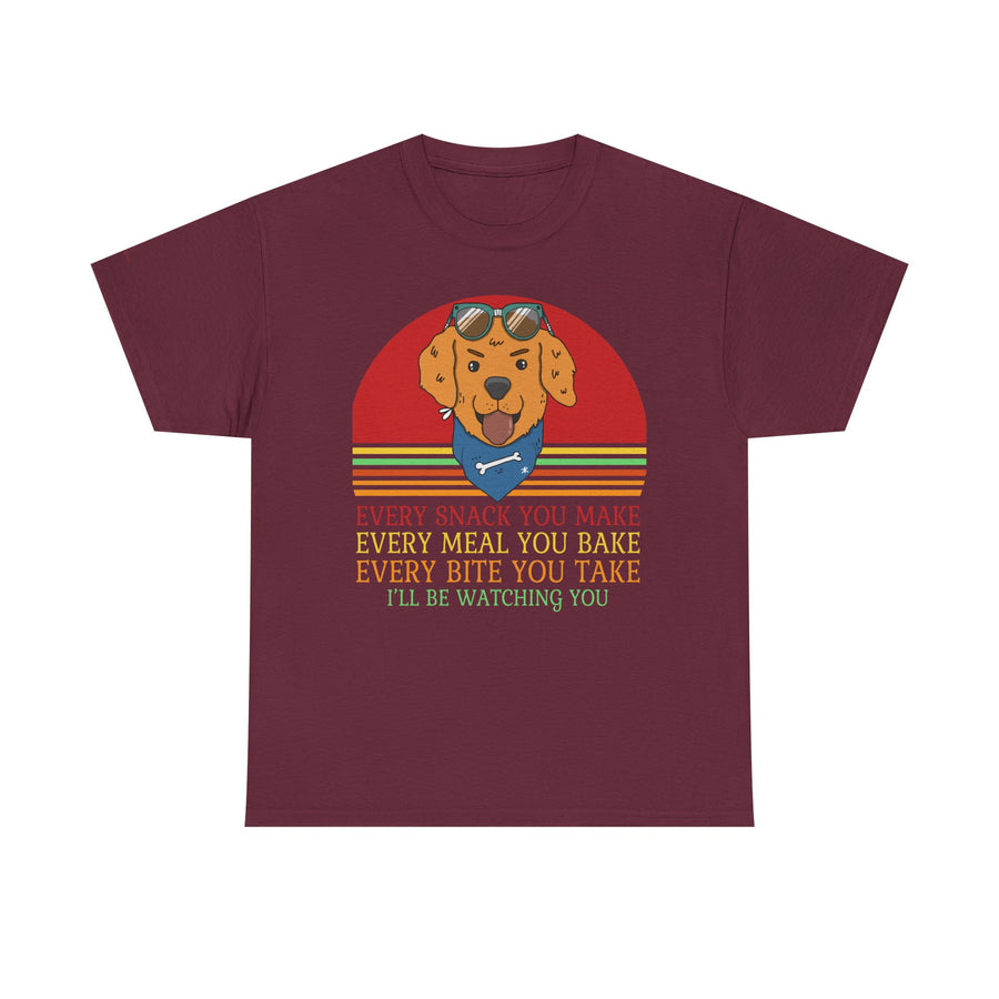 Watchful Dog Snack Lover Tee, Cute Pet Shirt Gift, Animal Lover Humor T-Shirt, Dog Mom Apparel, Funny Gift for Dog Owners