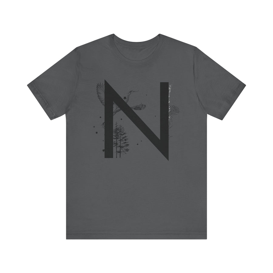 Nature-Inspired Initial Tee, Unisex T-Shirt for Nature Lovers, Personalized Gift, Graphic Tee for Casual Wear, Eco-Friendly Apparel