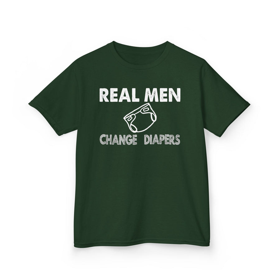 Kids Tee Real Men Change Diapers Fatherhood Graphic Shirt