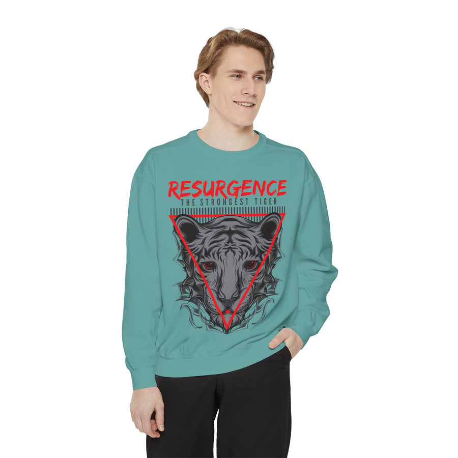 Resurgence Tiger Sweatshirt, Unisex Graphic Hoodie, Trendy Streetwear, Animal Lover Gift, Cozy Fashion for Fall, Statement Apparel