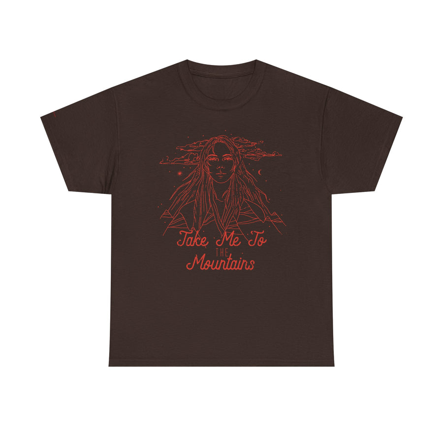 Unisex Heavy Cotton Tee - 'Take Me To Mountains' Adventure Shirt, Outdoor Lover Tee, Nature Vibes T-Shirt, Travel Gift Idea, Hiking Apparel