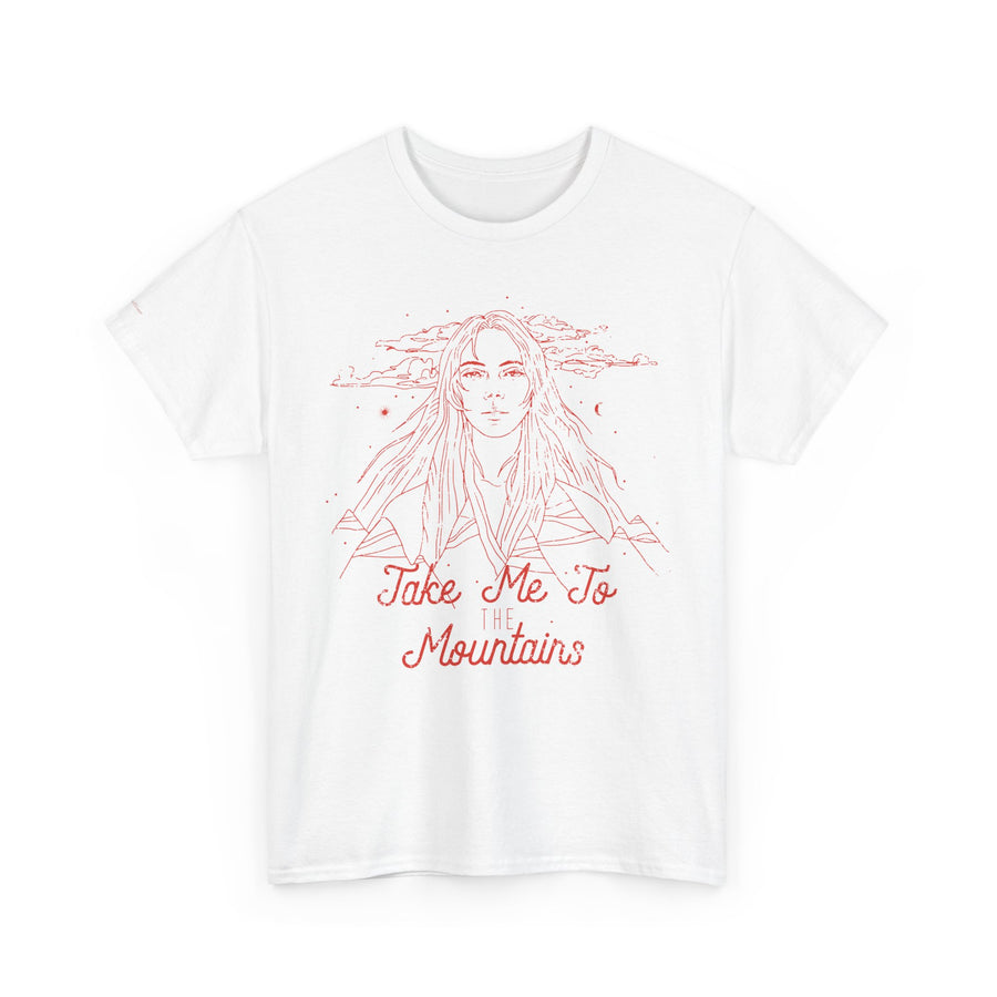 Unisex Heavy Cotton Tee - 'Take Me To Mountains' Adventure Shirt, Outdoor Lover Tee, Nature Vibes T-Shirt, Travel Gift Idea, Hiking Apparel