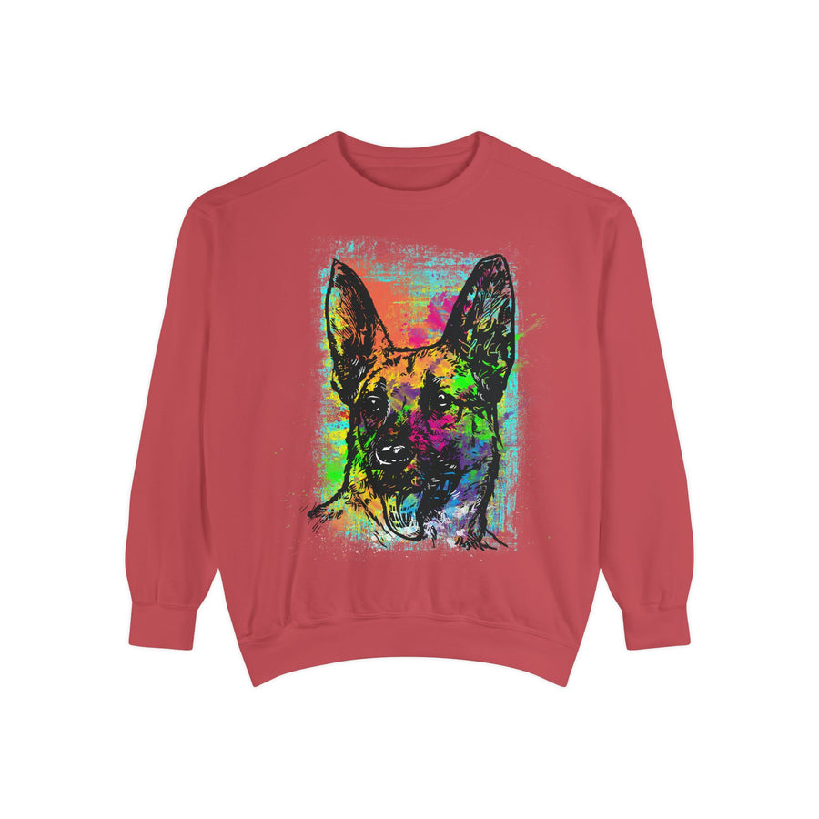 Vibrant Dog Art Sweatshirt, Animal Lover Gift, Cozy Casual Wear, Unisex Fashion, Colorful Pet Sweatshirt, Perfect for Dog Owners