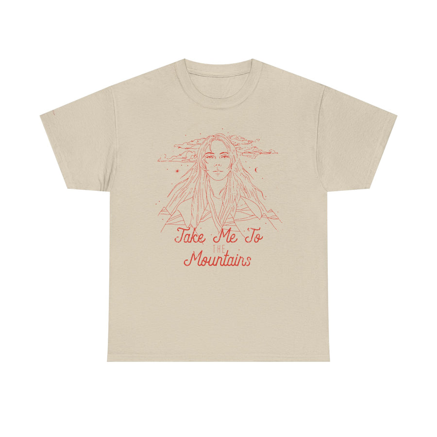 Unisex Heavy Cotton Tee - 'Take Me To Mountains' Adventure Shirt, Outdoor Lover Tee, Nature Vibes T-Shirt, Travel Gift Idea, Hiking Apparel