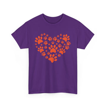 Pet Lover's Heart Tee - Unisex Heavy Cotton Shirt, Animal Lover Gift, Dog Cat Lovers Top, Casual Wear, Heart Paw Prints
