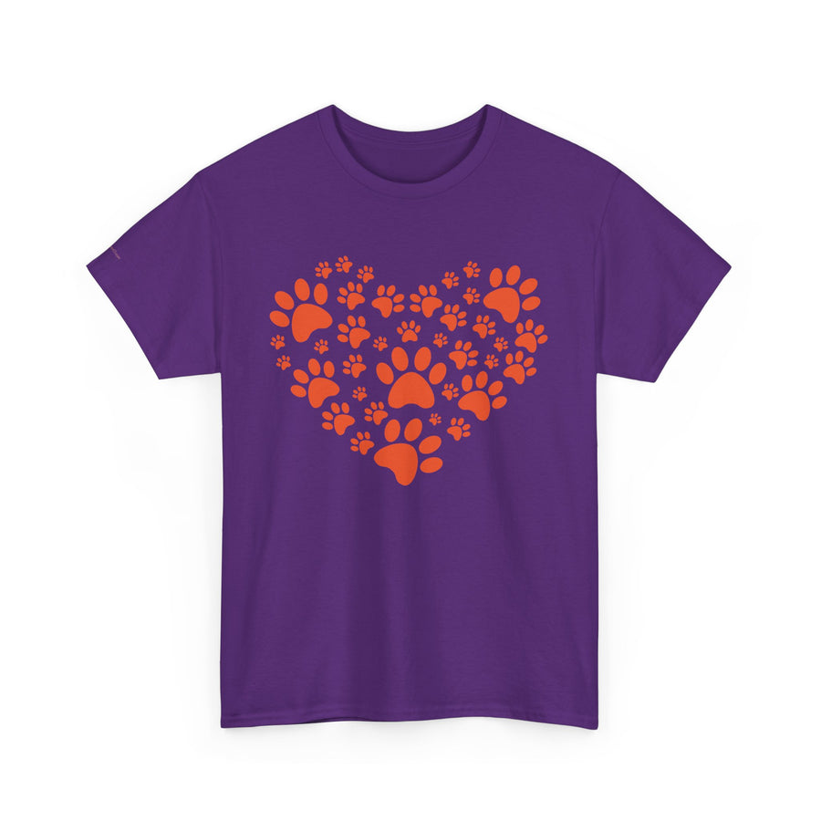 Pet Lover's Heart Tee - Unisex Heavy Cotton Shirt, Animal Lover Gift, Dog Cat Lovers Top, Casual Wear, Heart Paw Prints