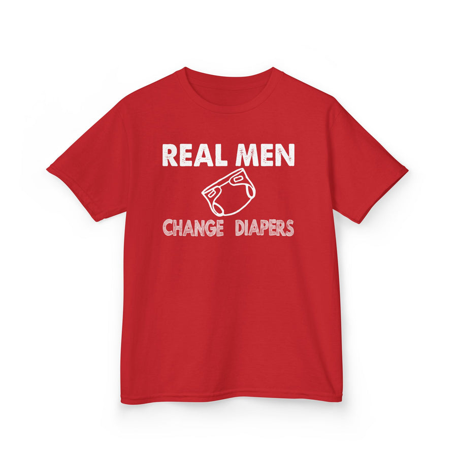 Kids Tee Real Men Change Diapers Fatherhood Graphic Shirt