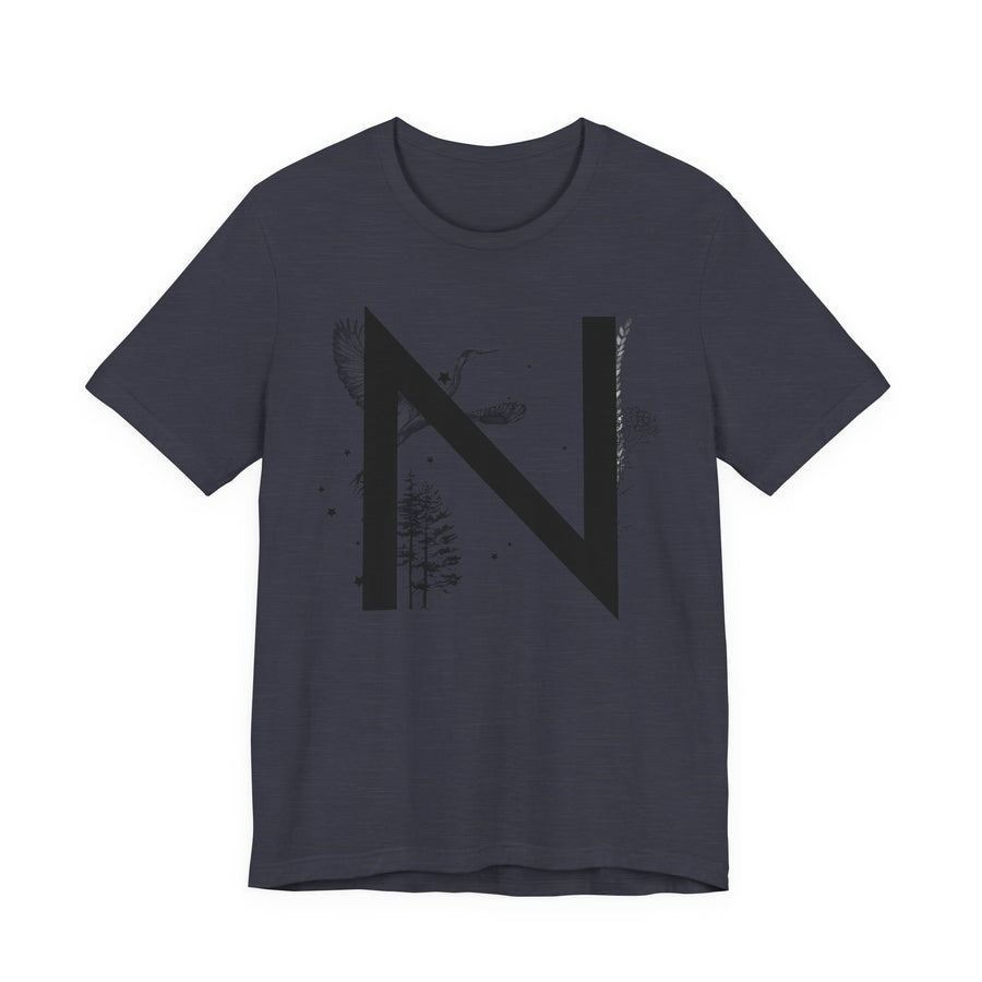 Nature-Inspired Initial Tee, Unisex T-Shirt for Nature Lovers, Personalized Gift, Graphic Tee for Casual Wear, Eco-Friendly Apparel