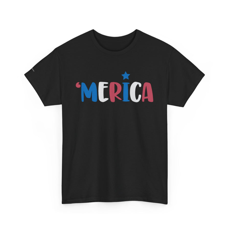 'Merica Unisex Heavy Cotton Tee - Patriotic Shirt for Independence Day, BBQs, Casual Wear, Gifts