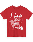 I Love You This Much Unisex Heavy Cotton Tee - Dachshund Lover Gift, Cute Dog Apparel, Everyday Wear, Pet Lover Tee, Funny Dog Shirt