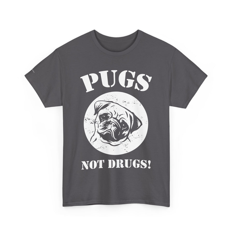 Pugs Not Drugs Unisex Heavy Cotton Tee | Funny Dog Lovers T-Shirt, Gift for Pet Owners, Casual Wear, Dog-Themed Apparel, Pug Enthusiast Top