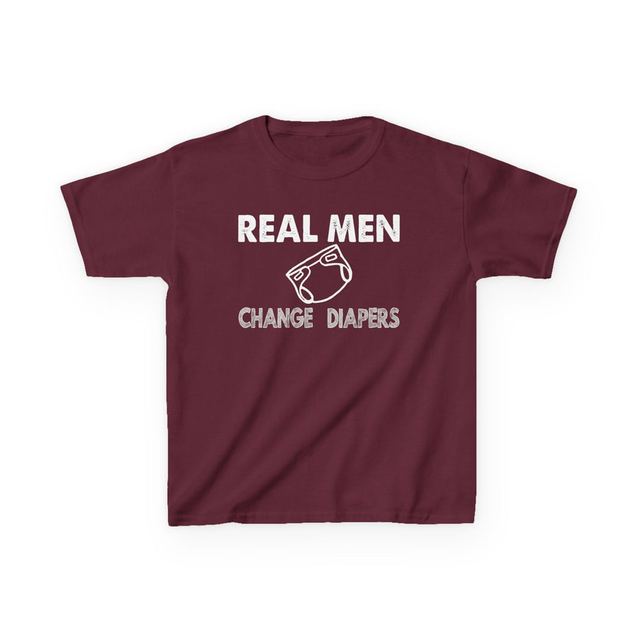 Kids Tee Real Men Change Diapers Fatherhood Graphic Shirt
