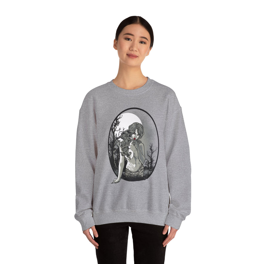 Gothic Art Sweatshirt, Cozy Unisex Crewneck, Dark Aesthetic Clothing, Unique Gifts for Her, Halloween Fashion, Casual Layering