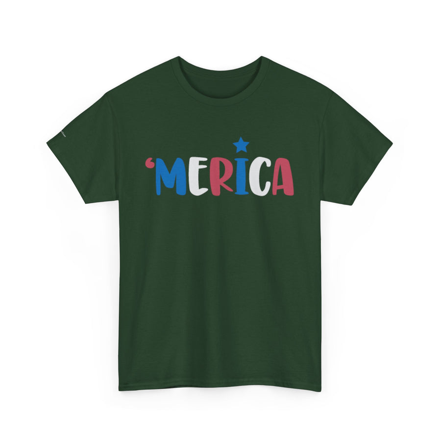 'Merica Unisex Heavy Cotton Tee - Patriotic Shirt for Independence Day, BBQs, Casual Wear, Gifts