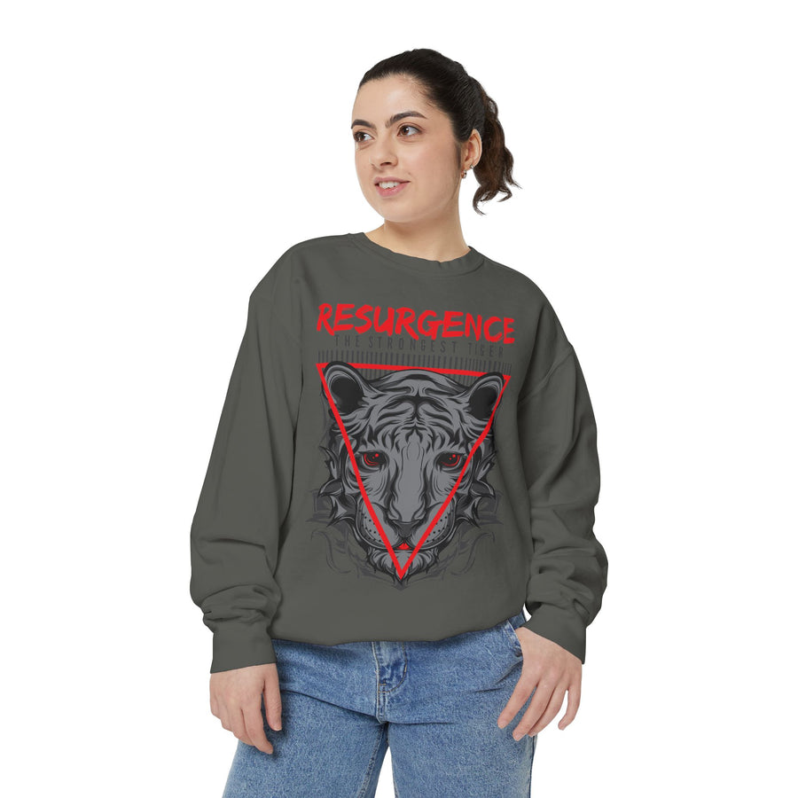 Resurgence Tiger Sweatshirt, Unisex Graphic Hoodie, Trendy Streetwear, Animal Lover Gift, Cozy Fashion for Fall, Statement Apparel