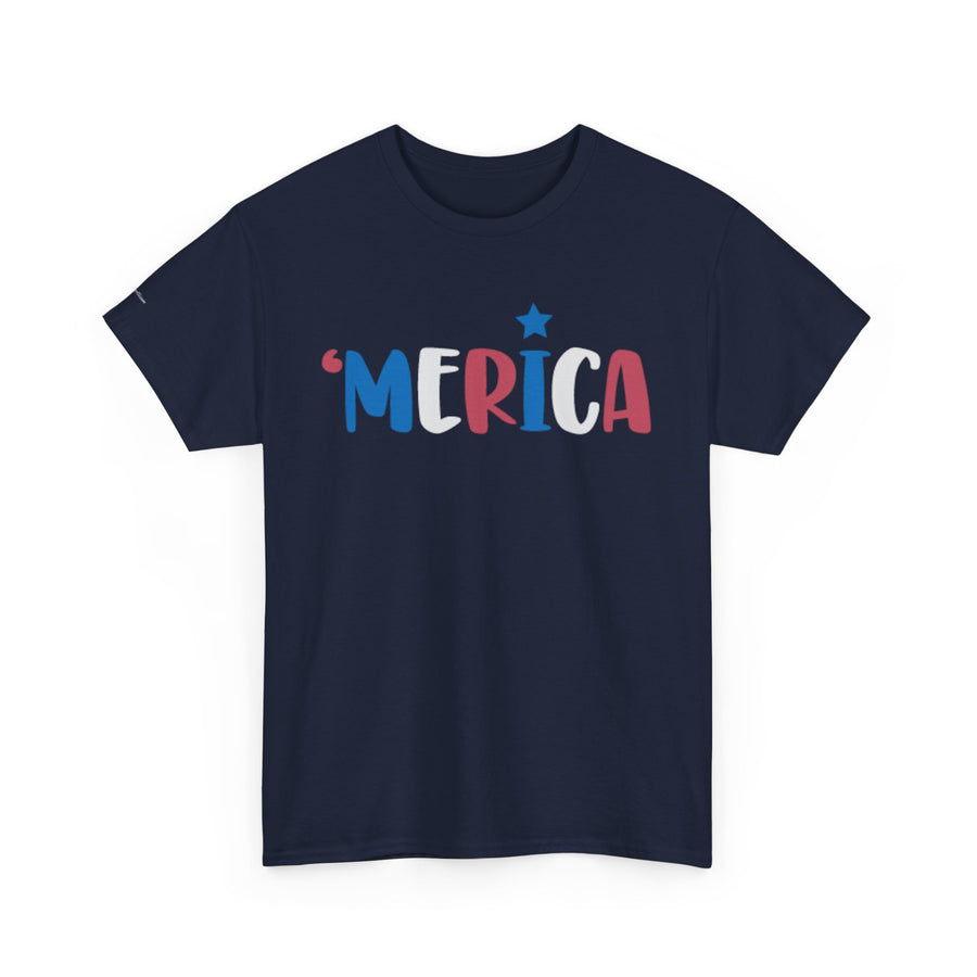 'Merica Unisex Heavy Cotton Tee - Patriotic Shirt for Independence Day, BBQs, Casual Wear, Gifts