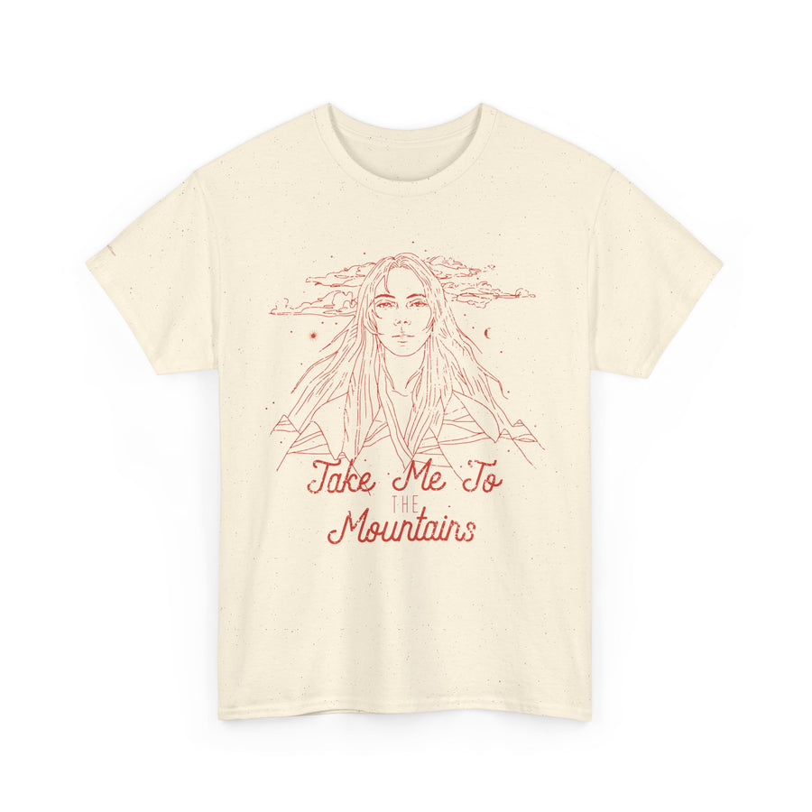 Unisex Heavy Cotton Tee - 'Take Me To Mountains' Adventure Shirt, Outdoor Lover Tee, Nature Vibes T-Shirt, Travel Gift Idea, Hiking Apparel