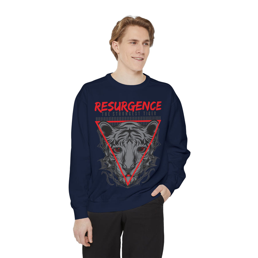 Resurgence Tiger Sweatshirt, Unisex Graphic Hoodie, Trendy Streetwear, Animal Lover Gift, Cozy Fashion for Fall, Statement Apparel