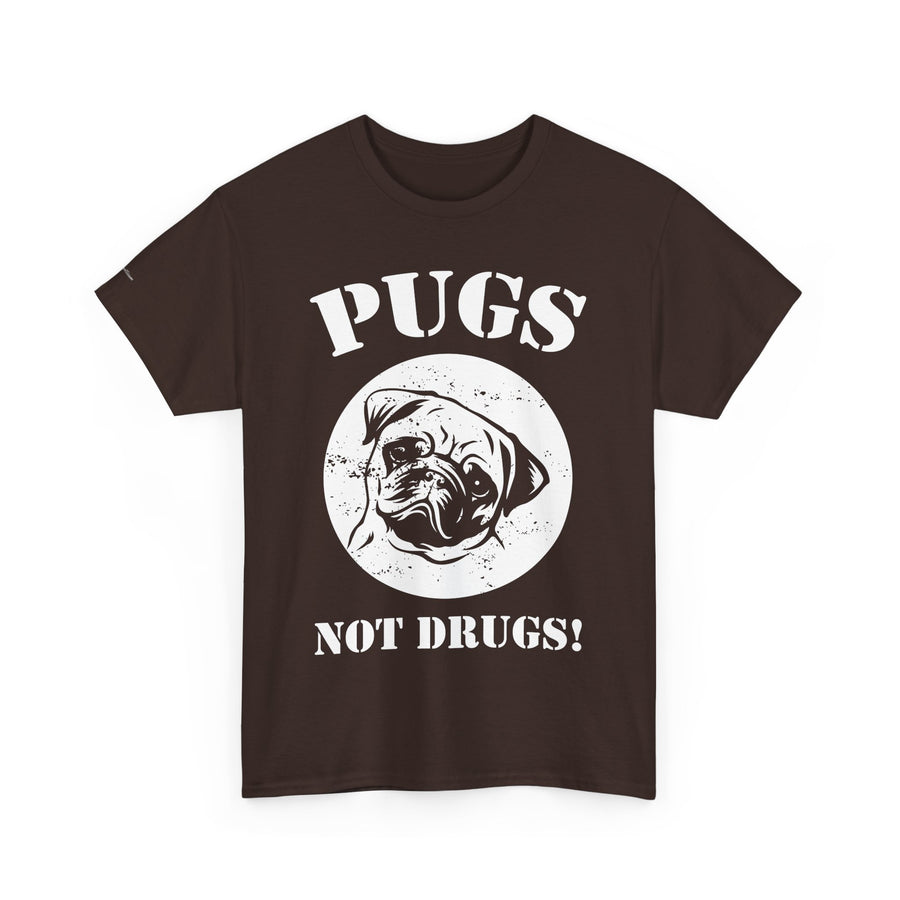 Pugs Not Drugs Unisex Heavy Cotton Tee | Funny Dog Lovers T-Shirt, Gift for Pet Owners, Casual Wear, Dog-Themed Apparel, Pug Enthusiast Top