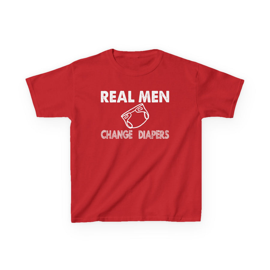 Kids Tee Real Men Change Diapers Fatherhood Graphic Shirt