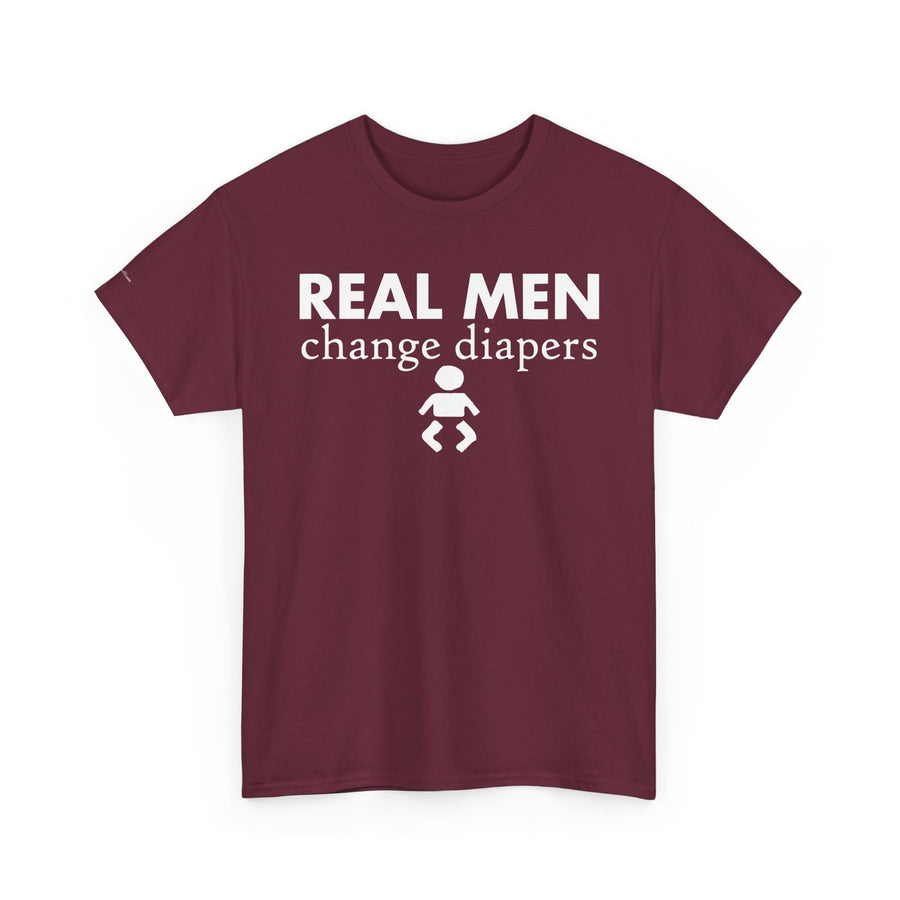 Real Men Change Diapers Unisex Heavy Cotton Tee, Funny Dad Shirt, Baby Shower Gift, Parenting Humor Tee, Father's Day Apparel