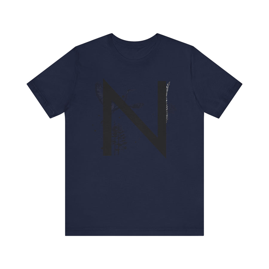 Nature-Inspired Initial Tee, Unisex T-Shirt for Nature Lovers, Personalized Gift, Graphic Tee for Casual Wear, Eco-Friendly Apparel
