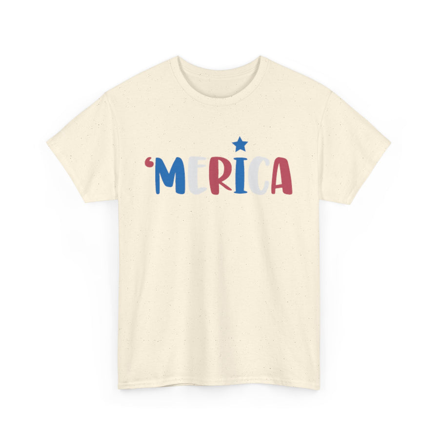 'Merica Unisex Heavy Cotton Tee - Patriotic Shirt for Independence Day, BBQs, Casual Wear, Gifts