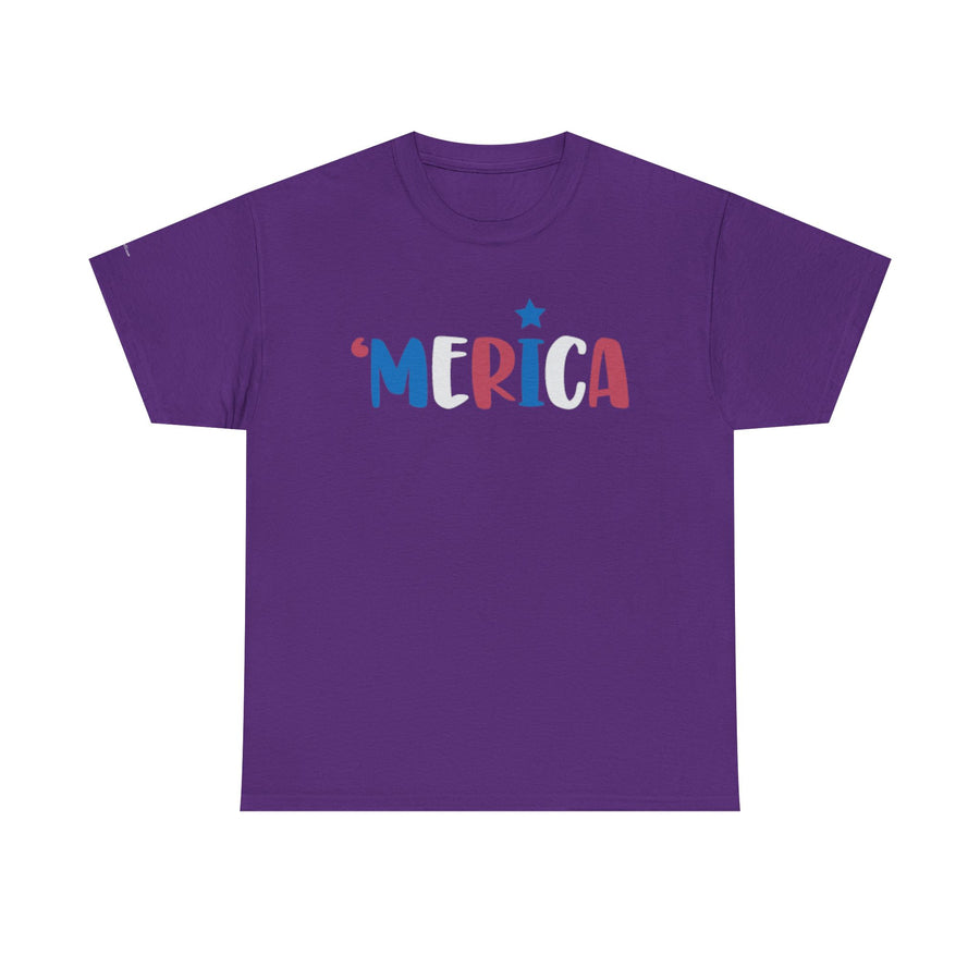 'Merica Unisex Heavy Cotton Tee - Patriotic Shirt for Independence Day, BBQs, Casual Wear, Gifts