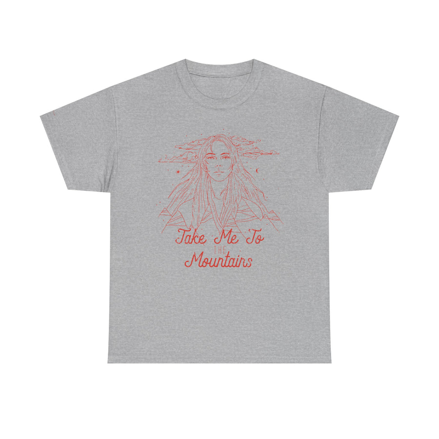 Unisex Heavy Cotton Tee - 'Take Me To Mountains' Adventure Shirt, Outdoor Lover Tee, Nature Vibes T-Shirt, Travel Gift Idea, Hiking Apparel
