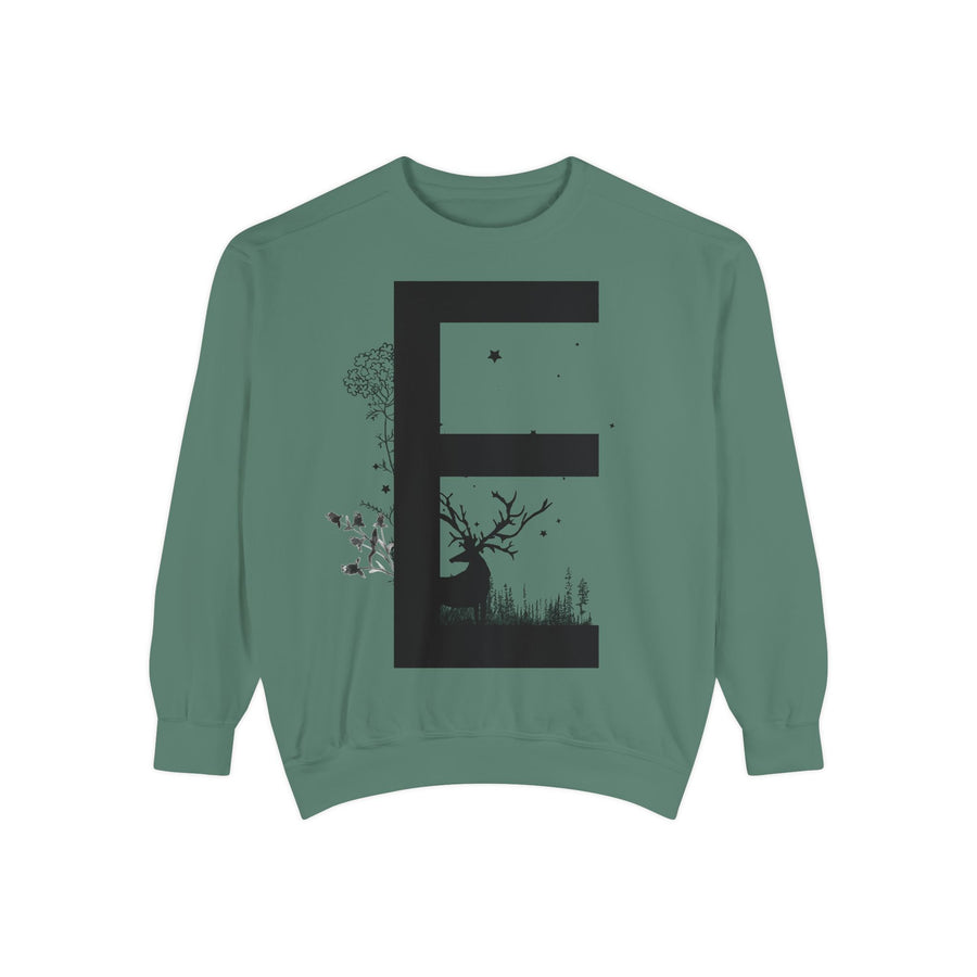 Nature-Inspired Unisex Sweatshirt with Bold Letter Design, Cozy Gift, Eco-Friendly Apparel, Perfect for Casual Wear, Letter E Sweatshirt