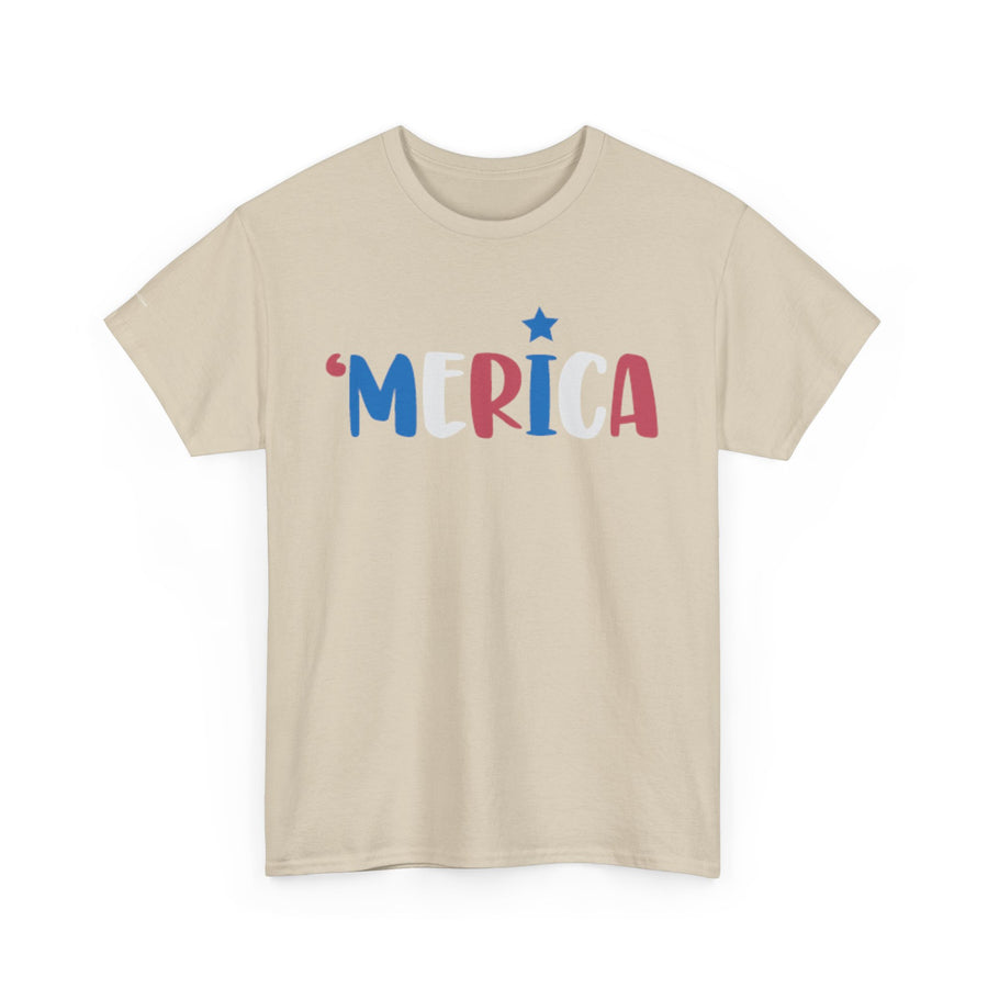 'Merica Unisex Heavy Cotton Tee - Patriotic Shirt for Independence Day, BBQs, Casual Wear, Gifts