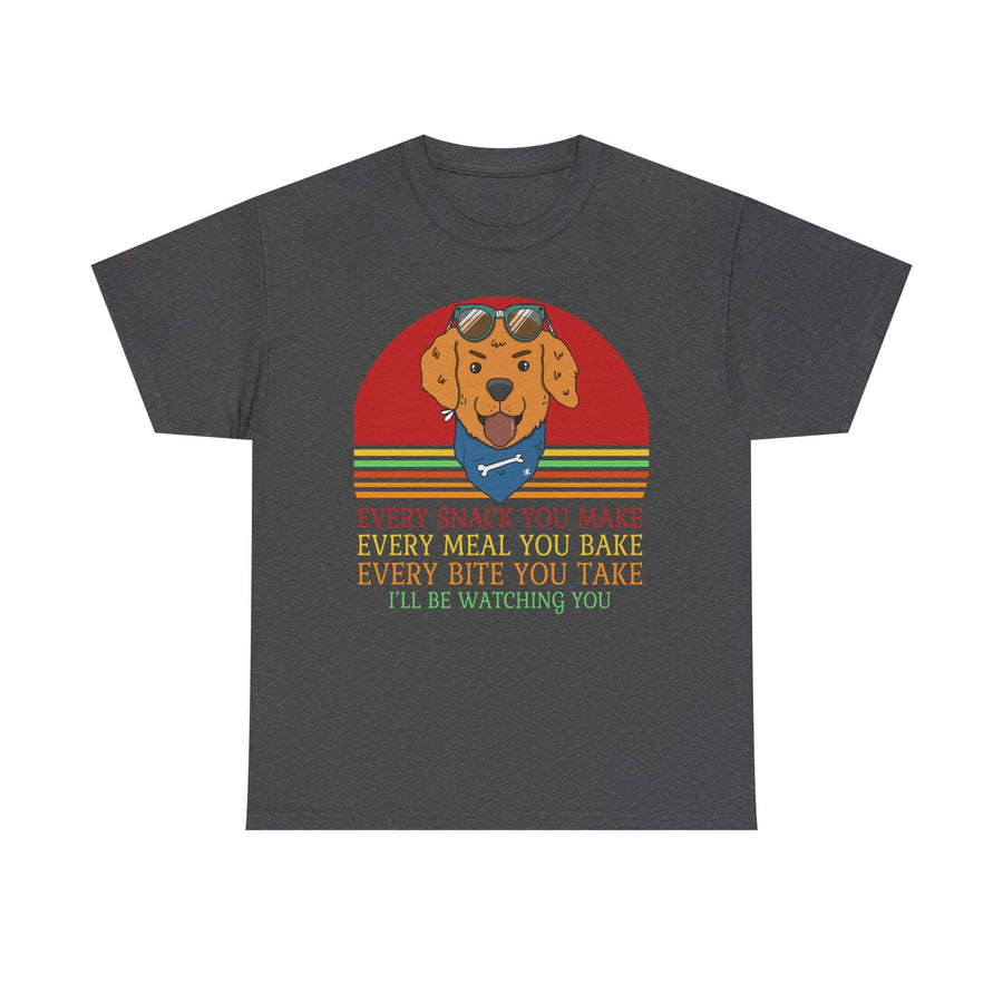 Watchful Dog Snack Lover Tee, Cute Pet Shirt Gift, Animal Lover Humor T-Shirt, Dog Mom Apparel, Funny Gift for Dog Owners