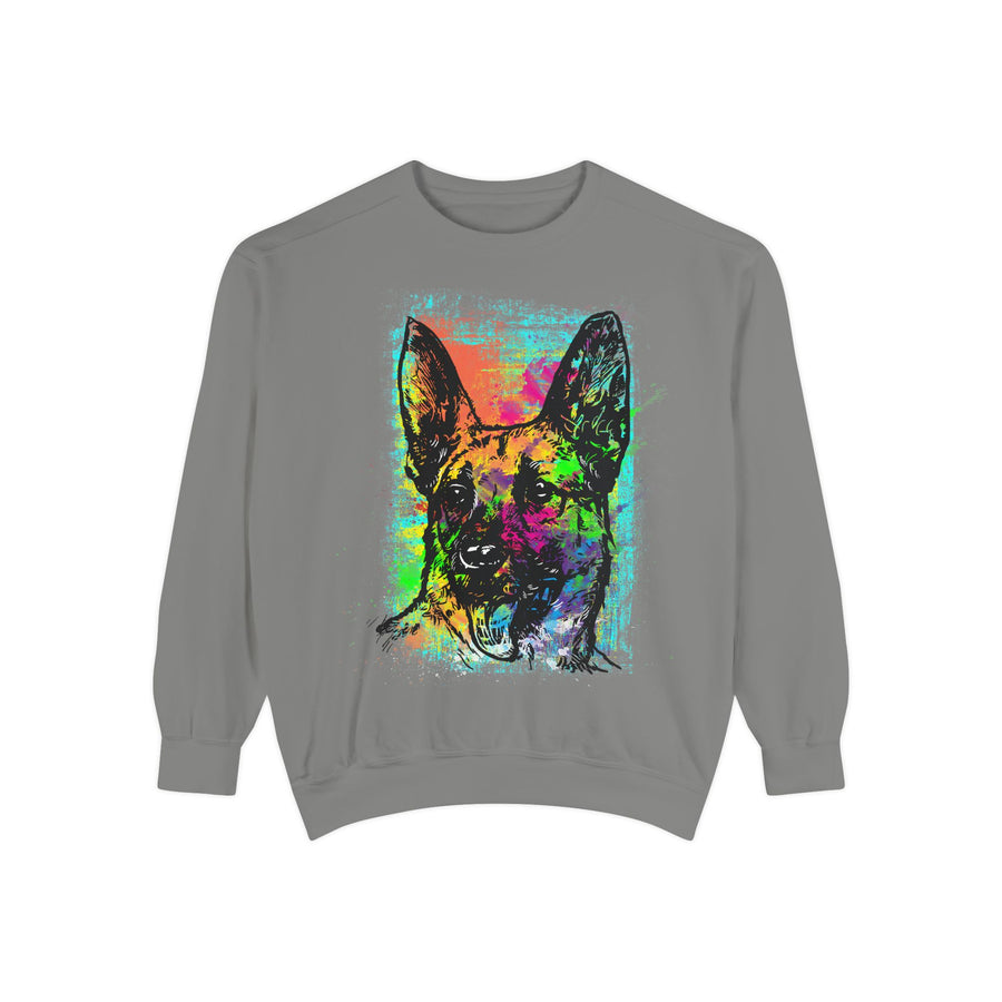 Vibrant Dog Art Sweatshirt, Animal Lover Gift, Cozy Casual Wear, Unisex Fashion, Colorful Pet Sweatshirt, Perfect for Dog Owners