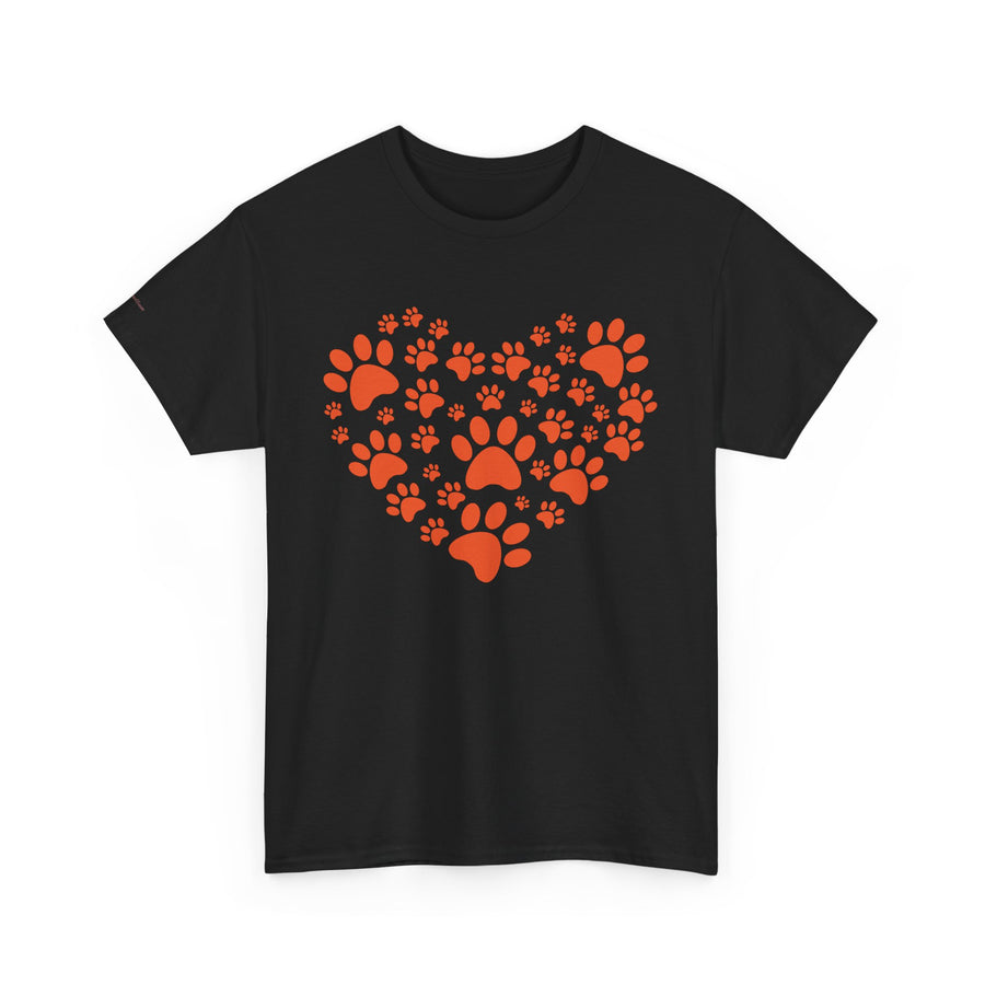 Pet Lover's Heart Tee - Unisex Heavy Cotton Shirt, Animal Lover Gift, Dog Cat Lovers Top, Casual Wear, Heart Paw Prints