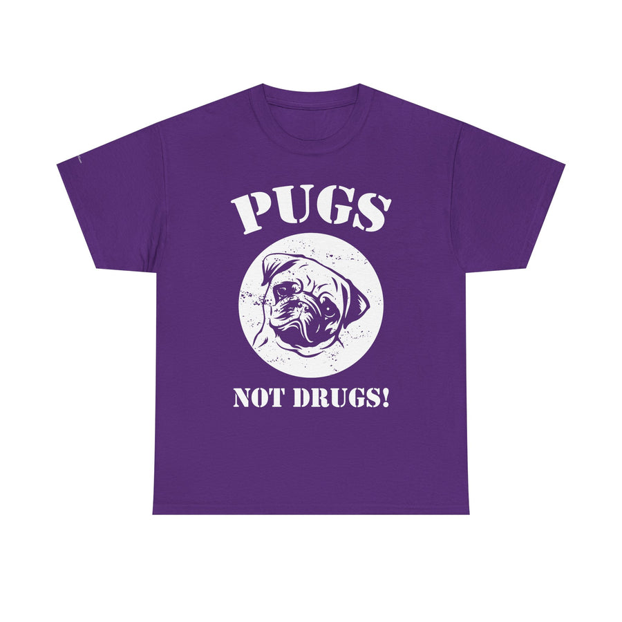 Pugs Not Drugs Unisex Heavy Cotton Tee | Funny Dog Lovers T-Shirt, Gift for Pet Owners, Casual Wear, Dog-Themed Apparel, Pug Enthusiast Top