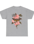 Unisex Heavy Cotton Tee, Floral Love Shirt, Casual Graphic Tee, Gift for Her, Summer Top, Trendy Apparel
