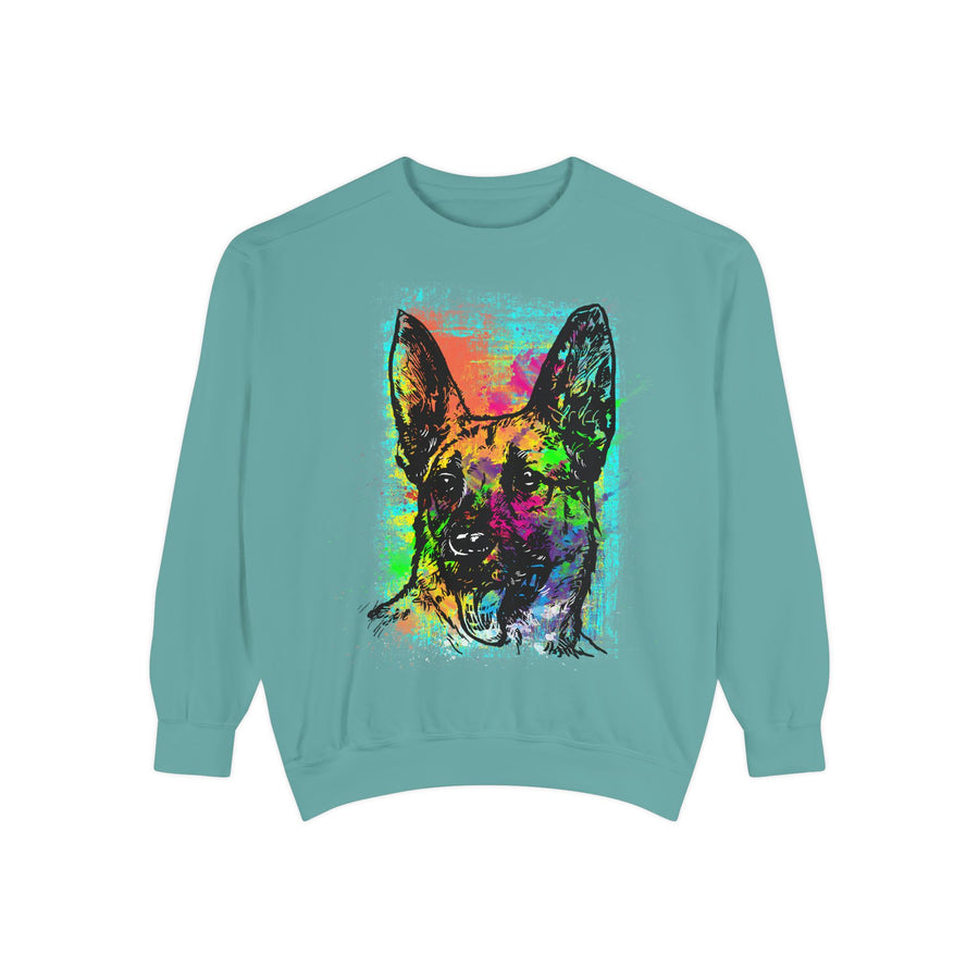 Vibrant Dog Art Sweatshirt, Animal Lover Gift, Cozy Casual Wear, Unisex Fashion, Colorful Pet Sweatshirt, Perfect for Dog Owners