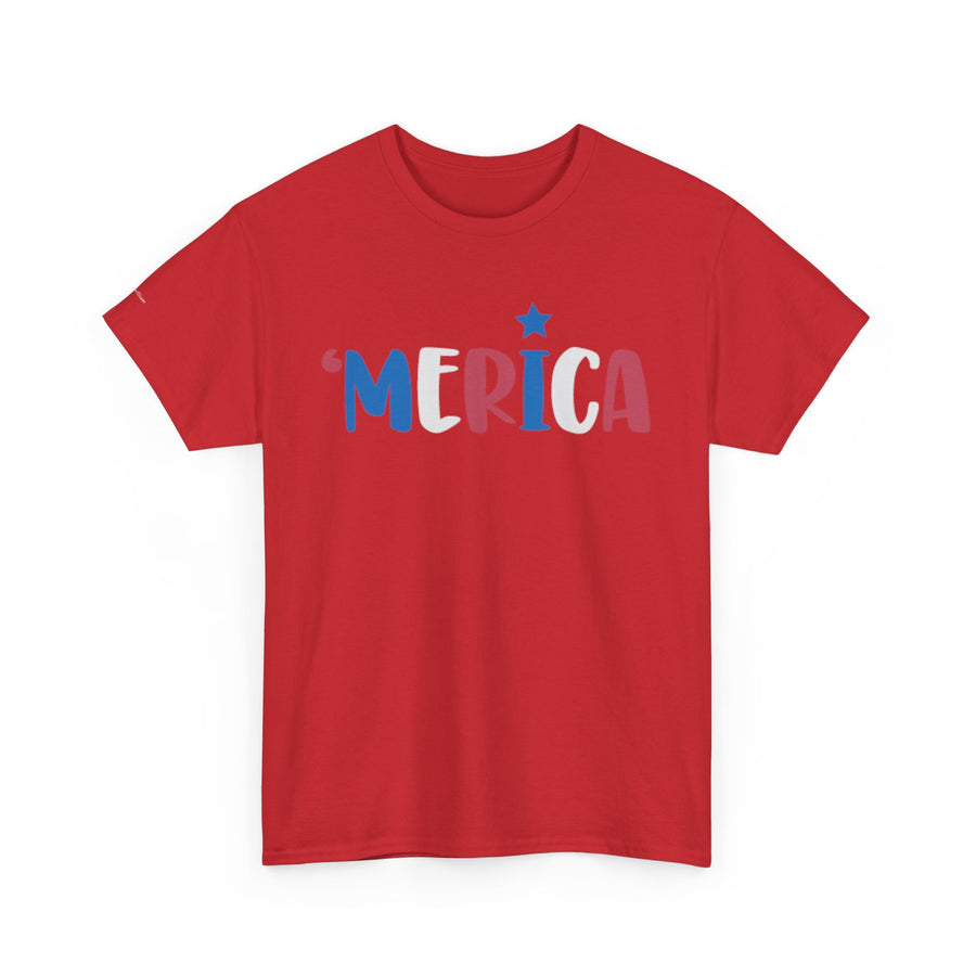 'Merica Unisex Heavy Cotton Tee - Patriotic Shirt for Independence Day, BBQs, Casual Wear, Gifts