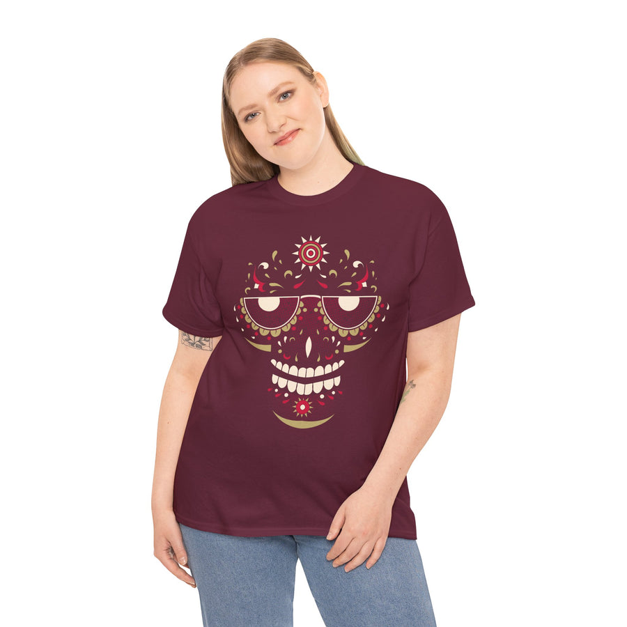 Sugar Skull Graphic Tee, Unisex T-Shirt for Day of the Dead, Halloween, Festive Casual Wear, Unique Gift Idea