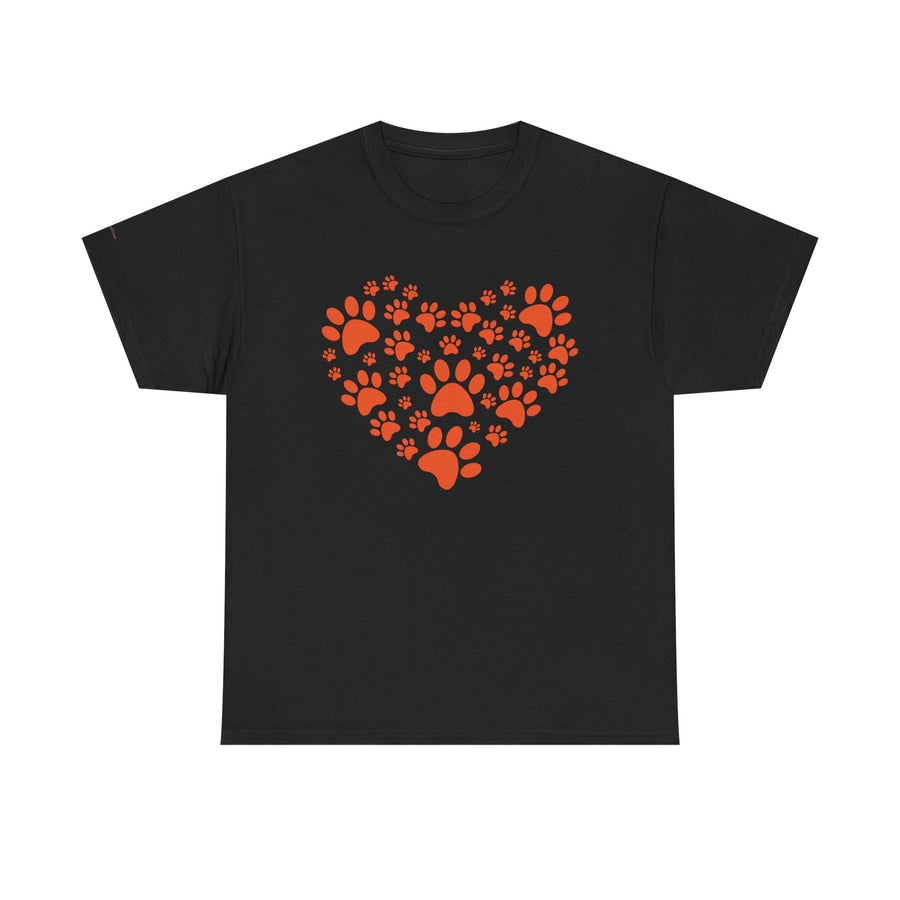 Pet Lover's Heart Tee - Unisex Heavy Cotton Shirt, Animal Lover Gift, Dog Cat Lovers Top, Casual Wear, Heart Paw Prints